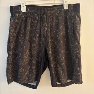 Lululemon Mens Surge Shorts, Fully Lined, Black Night Lights, Size Large